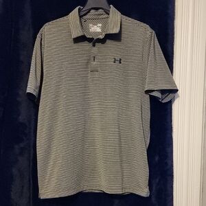 Under Armour Men's Gray Striped Polo Shirt